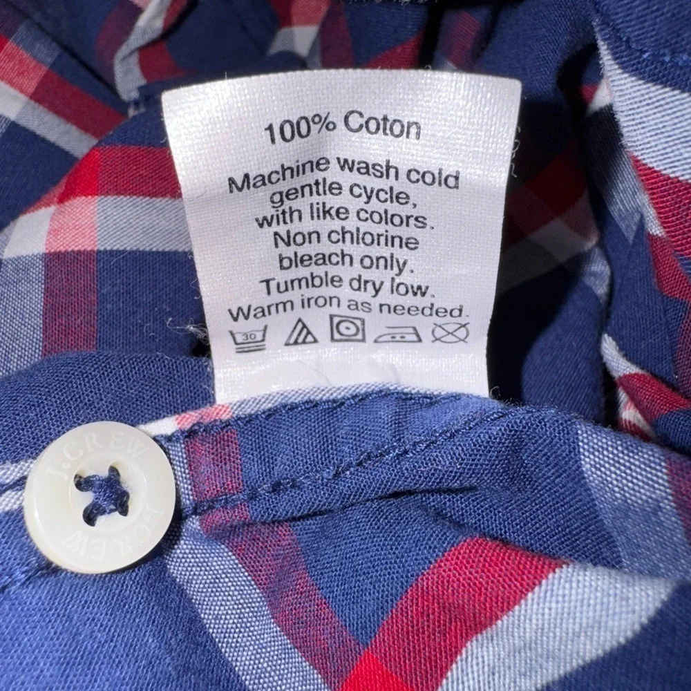 J Crew Shirt Mens Slim Blue Red Plaid Button Down Long Sleeve. Medium  VGUC